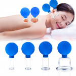 4бр. Стъклени вакуумни вендузи за лифтинг масаж на лицето и антицелулитен масаж на тялото. Различни големини на чашката.